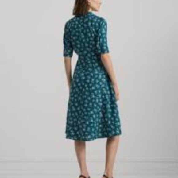 $ 135 Lauren Ralph Lauren Women's Floral Stretch Cotton Midi Dress Size 2XL - Picture 3 of 4